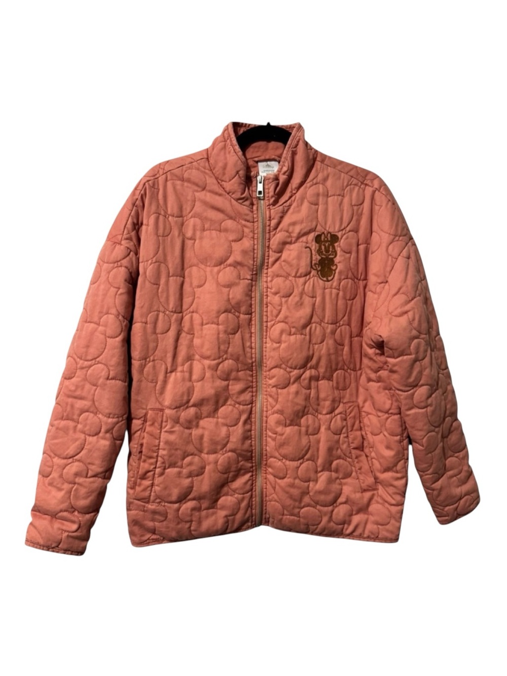 Disney Mickey Mouse Quilted Jacket‎ Pink Women’s Size M Zip Up Oversized